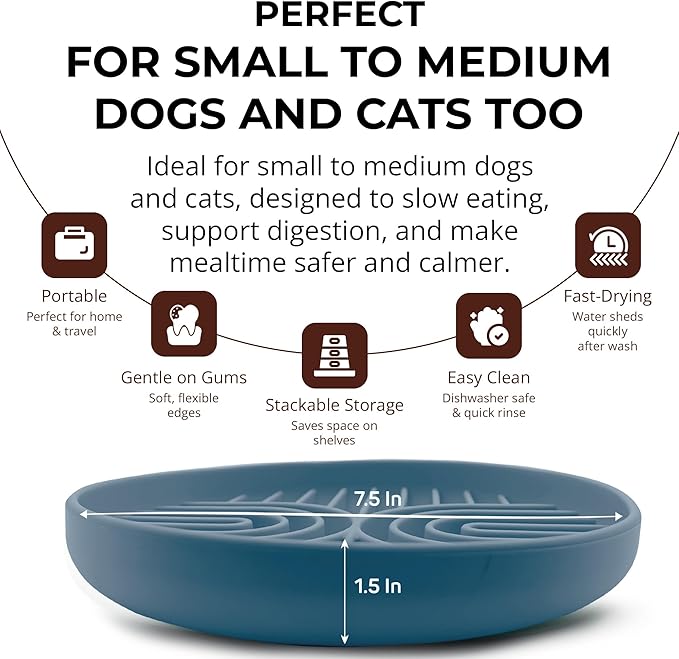 Slow Feeder Dog Bowls, Dishwasher Safe, Non-Slip Base, BPA-Free Slow Eating Dog Bowl (Stone Gray, 1-Pack)
