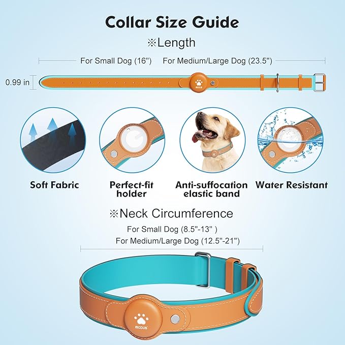 GPS Tracker for Dogs, 2 in 1 Pet Tracking Smart Collar (Only iOS), No Monthly Fee GPS Tracker Dog Collar, Real-time Location Comfortable PU Tracker Tag for Small, Medium Large Dogs(Locator Included)
