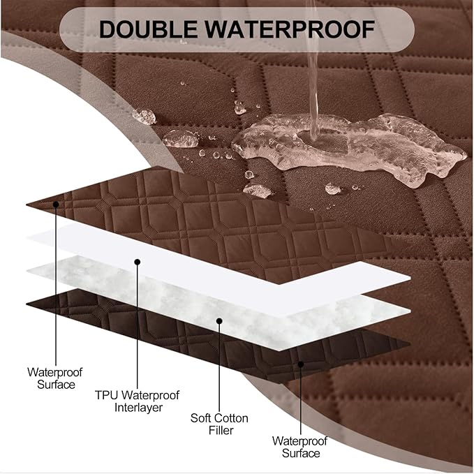 Smiry Waterproof Dog Blanket, 30x70 Inch Soft Pet Bed Cover Reversible, Washable Sofa Couch Furniture Protector for Small Medium Large Dog Puppy Cat, Geometric, Brown/Chocolate