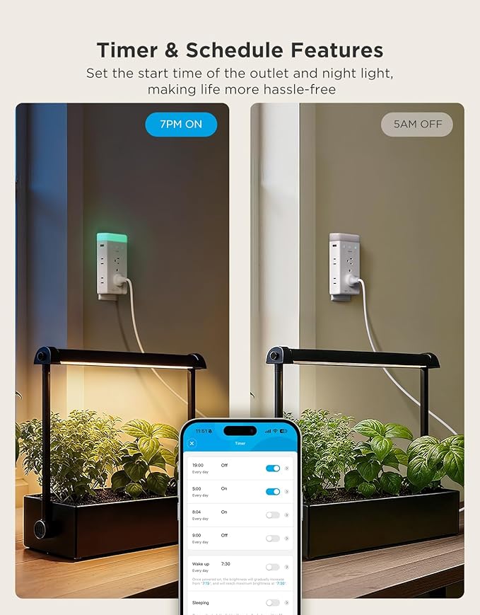 Govee Smart Plug Outlet Extender, 3-Sided Smart Power Strips with 2 Smart Outlets & 2 USB Ports with RGB Night Light, APP & Voice Control, Surge & Overload Protection for Home Office