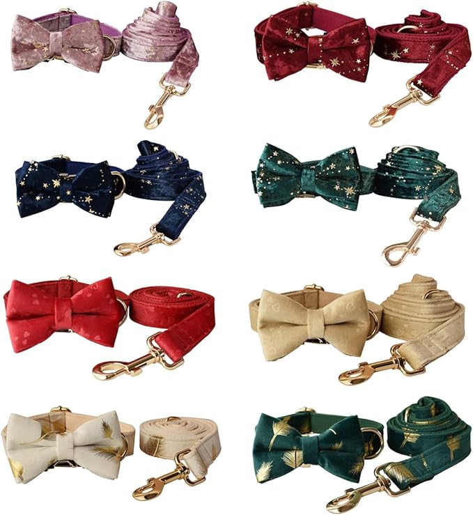 Custom Dog Collar with Metal Buckle - Pet Collars Personalized with Name and Phone Number (Velvet Print)