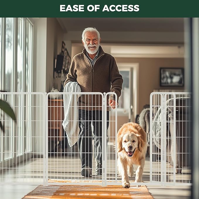 FXW Dog Gate Extra Wide Designed for Indoor Use, Adjustable Width Up to 55-inch Wide (45" H 2 Wire Panels for Large Dogs), White