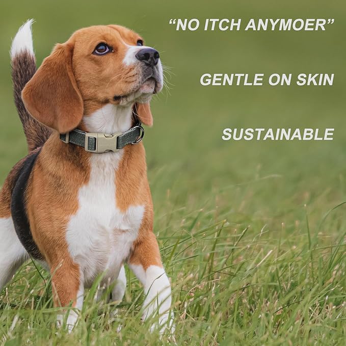 Plutus Pet Cotton Hemp Dog Collar and Leash Set, Adjustable Collar for Small, Medium, and Large Dogs, Heavy Duty and Soft on Skin, Gray, XS