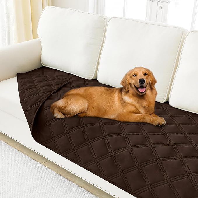 Smiry Waterproof Dog Bed Cover Blanket 40x70, Soft Reversible Pet Blanket, Washable Leakproof Cats Dogs Couch Cover for Sofa, Couch, Furniture, Lattice, Chocolate/Chocolate