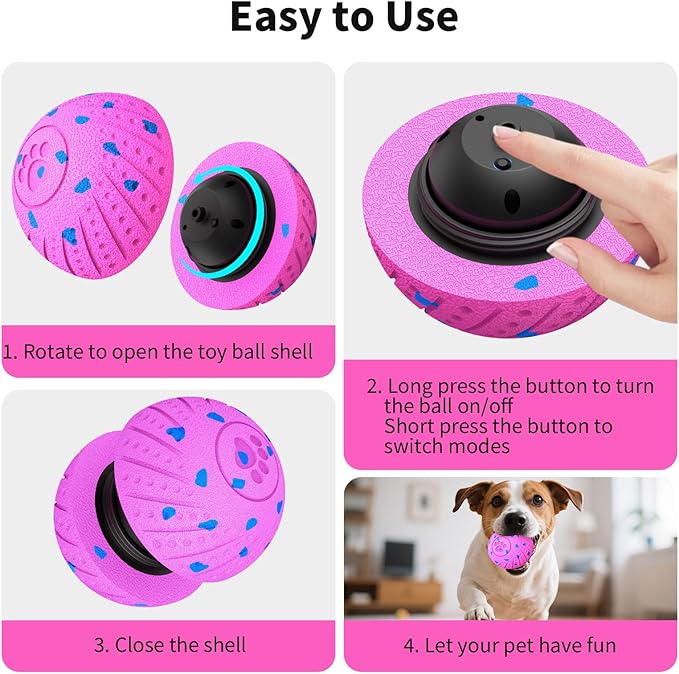Smart Interactive Dog Toys, Activated Moving, Bouncing, Rotating Ball for Medium/Large Dogs, 2025 E-TPU Material, Motion-Activated Dog Ball to Keep Them Busy, IP54 Waterproof, Christmas Dog Gift