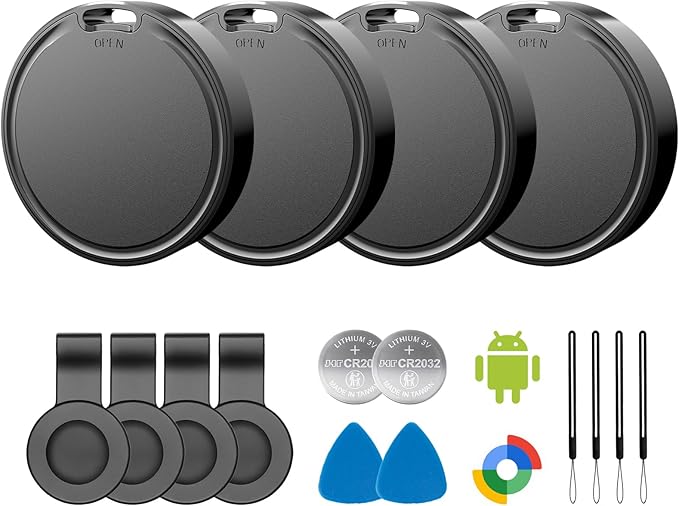 Air Tags for Android,Air Tags-4 Pack Android,Android Tracker Tags with 4 Case,2 Year Battery Life,Google Find Trackers for Google'S Find Hub App,IP65 Waterproof Luggage Tracker Android for Keys