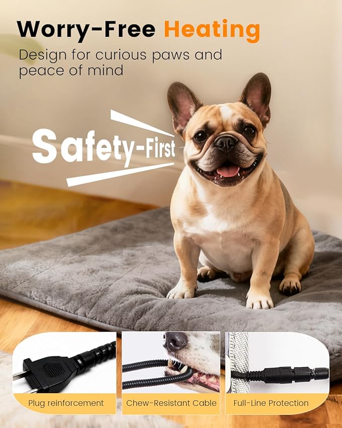 Mora Pets Pet Heating Pad Heated Dog Bed 9 Adjustable Temperature Cat Warming Mat with Timer Auto Power Off Heated Pet Bed 28 Inch for Cats and Dogs Indoor