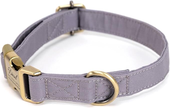 Personalized Dog Collar with Name and Phone Number Engraved,Adjustable Custom Puppy Collar,Organic Cotton Pet Collar for Small Medium Large Boy Girl Dogs