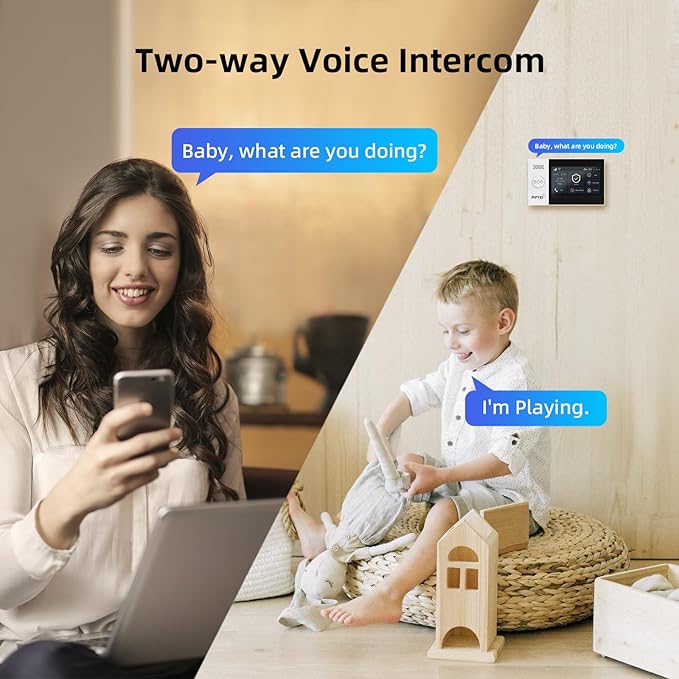 LWOHSI Home Security Systems,Wireless 4.3" Fulltouch Screen Home Alarm Kits with 2MP HD Security Camera,4G SMS/Tuya APP Real-Time Alerts,Door Sensors,Remote,Compatible with Alexa and Google for Villa