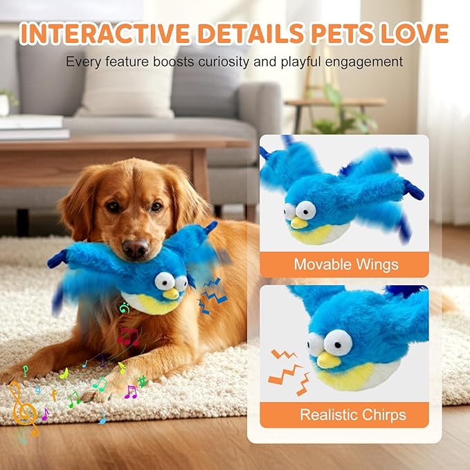 Interactive Chirping Bird Cat Toy,2025 New Flying Bird Cat Toy Flapping Bird Toy,Simulation Chirping Bird Toys Interactive Cat Toys for Bored Indoor Adult Cats (Light Grey/1PCS)