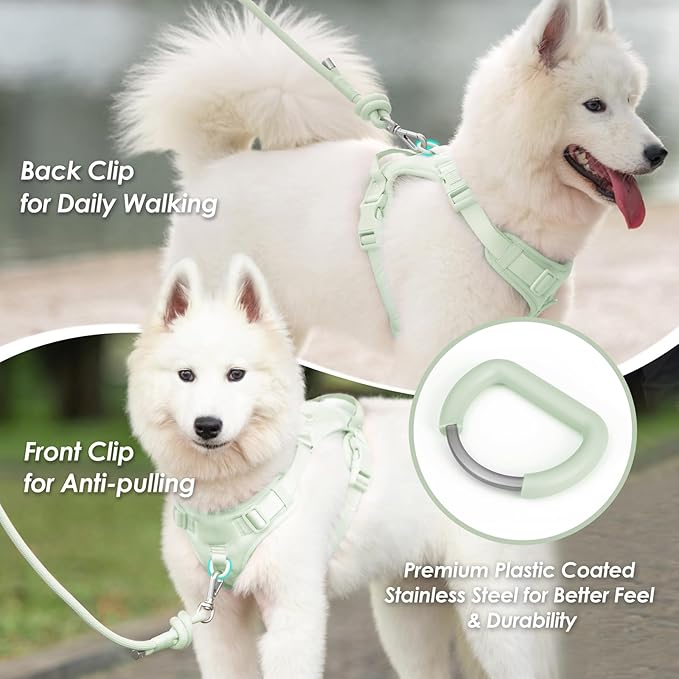 No Pull Dog Harness, Puppy Vest with Front Clip for Small Medium Large Sized Dog(Light Green,M)