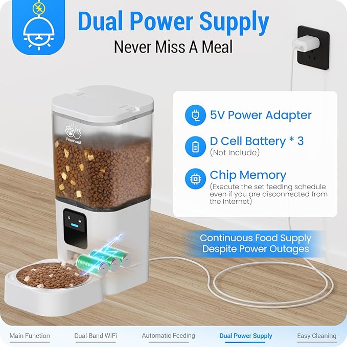 Automatic Cat Feeder with 5G WiFi: Automatic Dog Feeder with APP Control, 7L Timed Auto Cat Food Dispenser with Alexa for Multiple Pets, Detachable for Easy Cleaning - 29 Cup