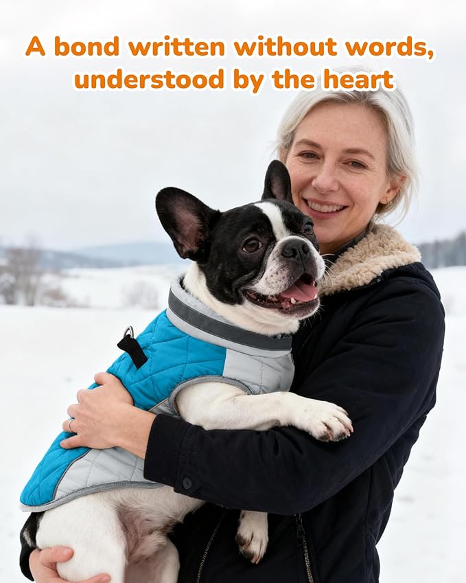 Dog Coat for Large Dogs, Adjustable Dog Jackets for Cold Weather, Reflective Winter Coat with Built-in Harness, Snowsuit Fits Dogs 22-47 lbs and Up, Size L Blue