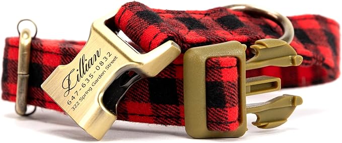 Personalized Dog Collar with Name and Phone Number Engraved,Adjustable Custom Puppy Collar,Organic Cotton Pet Collar for Small Medium Large Boy Girl Dogs