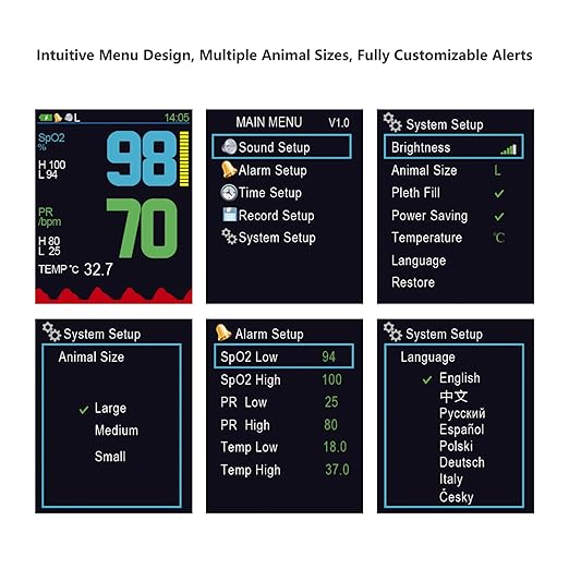 Vet Pulse Oximeter Handheld Oximeter with 2.8" LCD, Pet Vital Signs Monitor for SpO2 / Heart Rate/TEMP, Rechargeable Battery - Veterinary Use for Dogs, Cats, Horses (Orange Case)