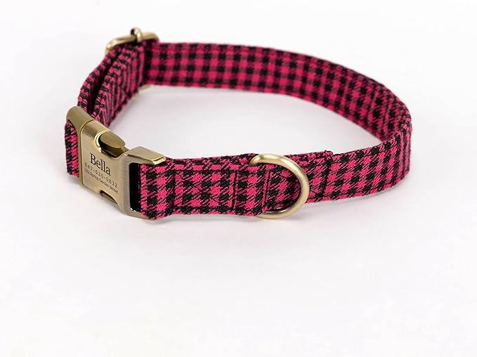 Personalized Dog Collar with Name and Phone Number Engraved,Adjustable Custom Puppy Collar,Organic Cotton Pet Collar for Small Medium Large Boy Girl Dogs