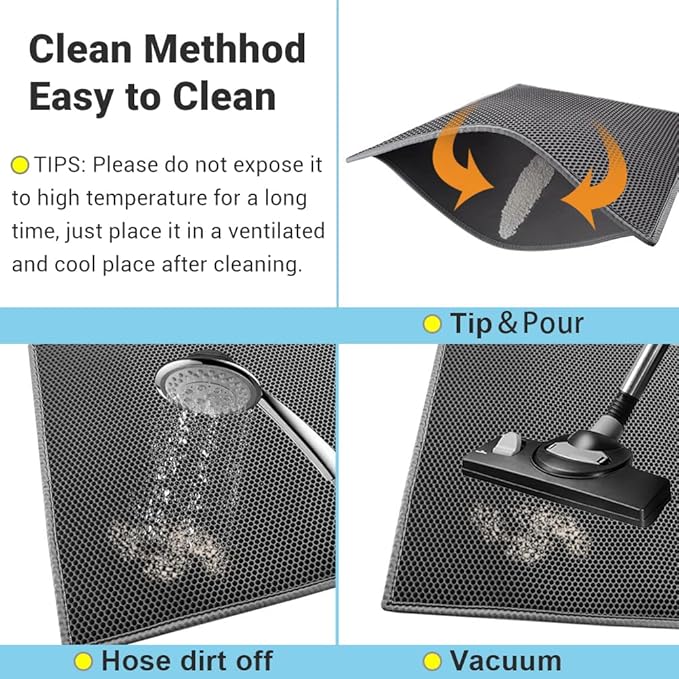 Pieviev Cat Litter Mat Double Layer Waterproof Urine Proof Trapping Mat 1 Pack (Gray, 30x24 Inch (Pack of 1))