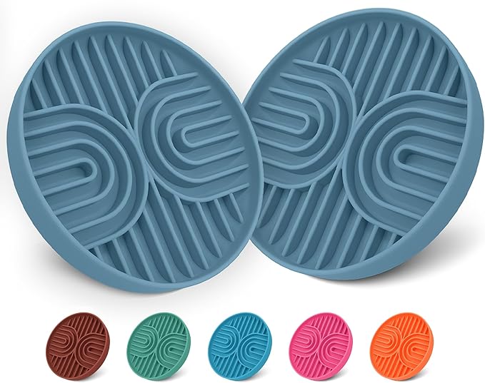 Slow Feeder Dog Bowls, Dishwasher Safe, Non-Slip Base, BPA-Free Slow Eating Dog Bowl (Stone Gray, 2-Pack)