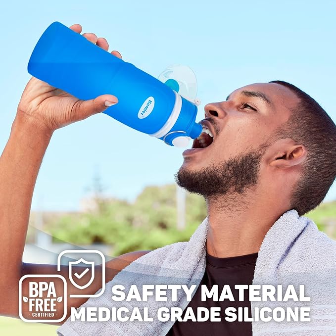 Kemier Collapsible Silicone Water Bottles-750ML,Medical Grade,BPA Free Travel Water Bottle Can Roll Up,26oz,Leak Proof Foldable Sports & Outdoor Water Bottles