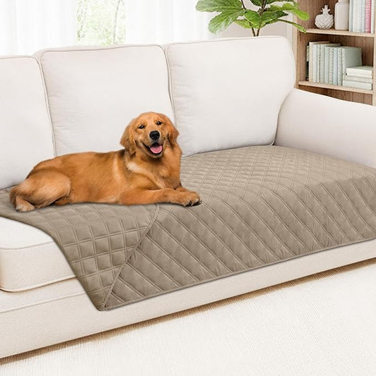 Smiry Waterproof Dog Bed Cover Pet Blanket, Soft Washable Dog Blanket for Furniture Bed Couch Sofa Reversible, Checkered (40"x70", Taupe/Taupe)