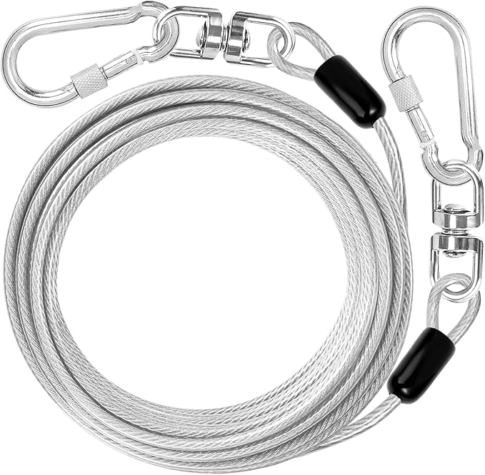 jenico Dog Tie Out Cable: 10 ft Dog Lead for Yard - Heavy Duty Chain Leash Outside for Small Large Dogs Up to 500 lbs - Outdoor Dog Runner Tether