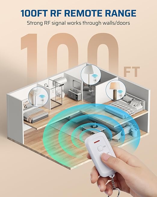 DEWENWILS Remote Control Outlet, Indoor Remote Outlet with 2 Remotes, 100FT Range, 15A/1875W, Remote Outlet Switch for Christmas Lights/Trees, Floor Lamp, Bedside Lamp,Christmas Decor