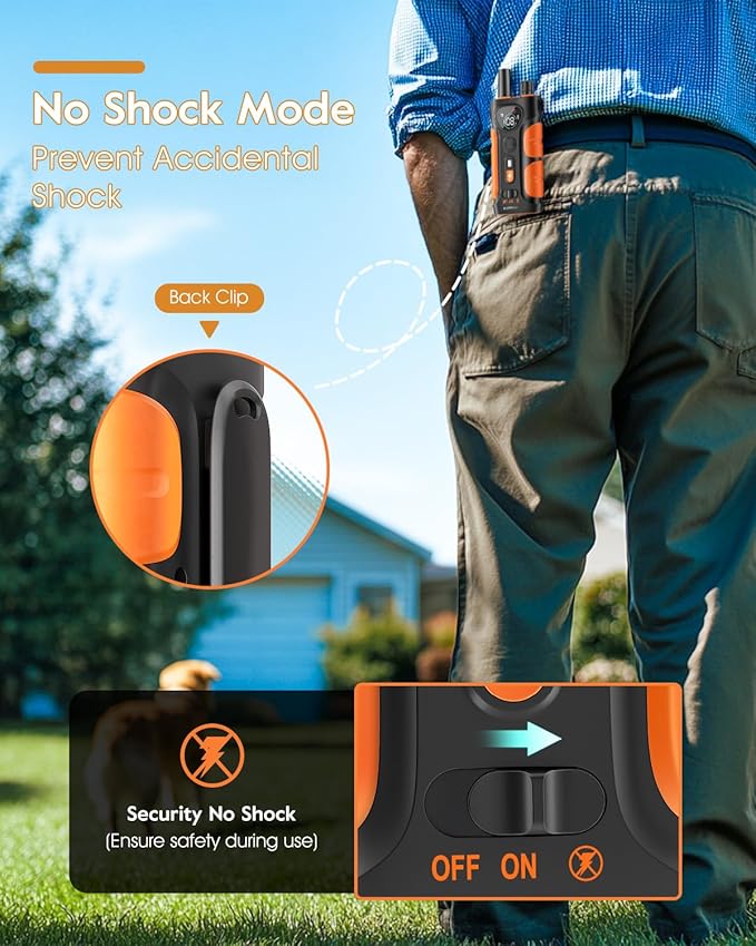 SLOPEHILL Dog Shock Collar,4200FT Dog Training Collar with Remote,IPX8 Waterproof E-Collar with Beep,Vibration,Shock,Flashing Light,No Shock Model,Electric Shock Collar for Dogs,Orange 2PCS