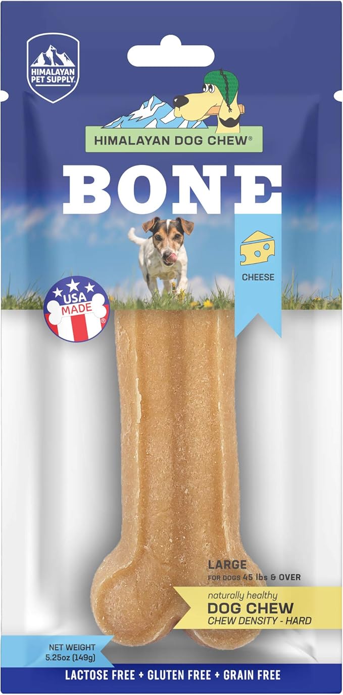 Himalayan Pet Supply Dog Chew Bone - Large | Long Lasting, Stain Free, Protein Rich, Low Odor | 100% Natural, Healthy & Safe | No Lactose, Gluten, Soy or Grains | for Dogs 45 lbs and Over