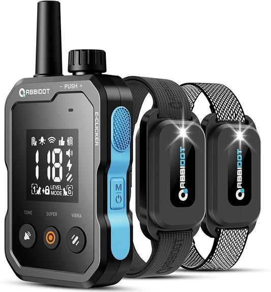 ABBIDOT Dog Shock Collar (5-120 lbs) - 4500 FT Dog Training Collar with Remote, IPX7 Waterproof with 6 Training Modes, Beep, Vibration, Safe Shock, Enhanced Night Light, Rechargeable Electric Collar