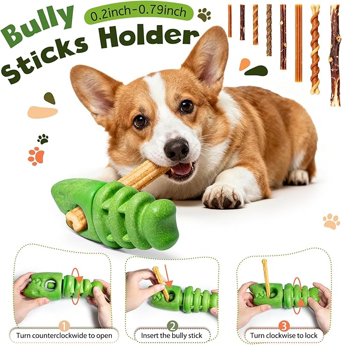 Bully Stick Holder for Dogs,Interactive Dog Toy to Keep Them Busy,Indestructible Dog Chew Toys,Dog Toys for Teeth Cleaning,Interactive Toys Puzzle for Indoor Outdoor Play