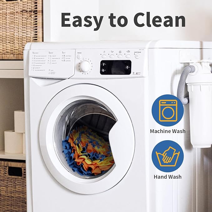 Pet Snuffle Mat for Dogs, Dog Feeding Mat, Nosework Training Mats for Foraging Instinct Interactive Puzzle Toys (Blue&Orange&Yellow)