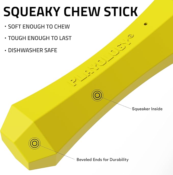 Playology Dog Toys | Durable Squeaky Chew Stick for Dogs (Value 2-Pack) | Medium Chicken Scented Toy - Easy to Clean and Made from Non Toxic Materials
