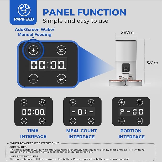 PAPIFEED Automatic Cat Feeder for 2 Cats, 7L Large Capacity Food Dispenser for Multiple Pets, Timed Cat Feeder for Dry Food, Detachable for Easy Cleaning, Up to 12 Portions 6 Meals Per Day - White