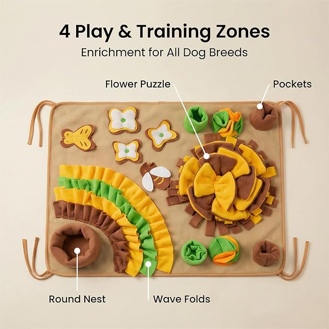 Sniffing Mat for Dogs,Pet Snuffle Mat,Nosework Feeding Mat Slow Feeder,Educational Food Storage Toys,Puppy Interactive Puzzle Food Mat,Food Storage Mat for Self-Entertainment,Easy to Clean, Durable