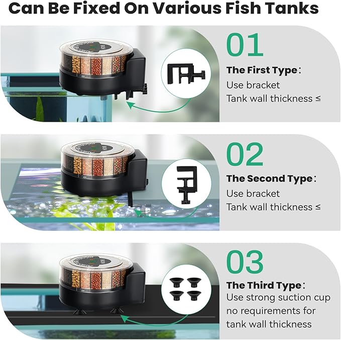 hygger Automatic Fish Feeder for Aquarium: Auto Fish Food Dispenser with LED Display & Timer, Precision Auto Aquarium Vacation Feeder for Fishes with 3 AA Batteries for Betta Turtle Goldfish