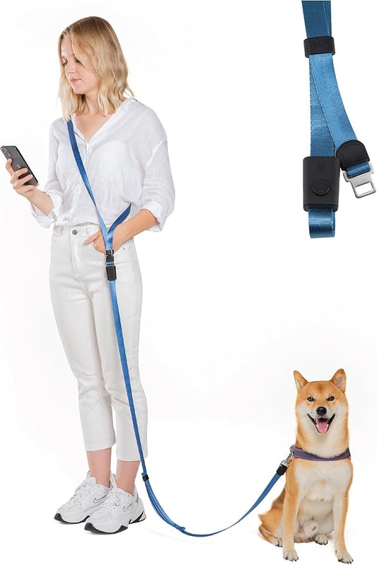 SVD.PET 4-in-1 Hands Free Dog Leash, Versatile Crossbody/Waist Dog Leash with Easy Release Buckle, Easy Adjust to Fit Your Body and Waist for Walking, and Running Your Doggy (Navy Blue)