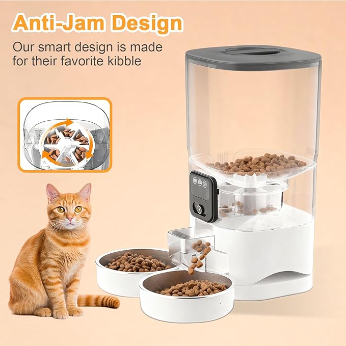 7L Automatic Pet Feeder with 1080P HD Wide Angle Camera, Smart WiFi Function, App Controlled, Night Vision Feature, Two-Way Audio, Suitable for Cats and Dogs.