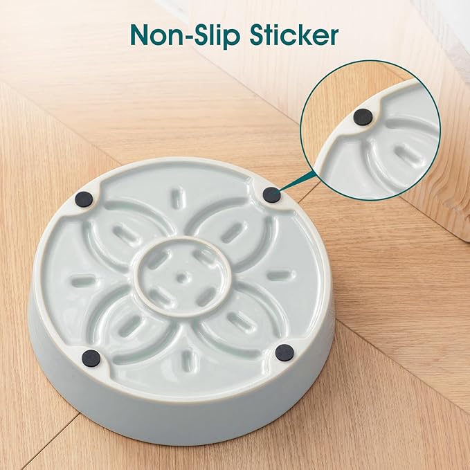 vancasso Ceramic Slow Feeder Dog Bowls, Puzzle Dog Food Bowls with Floral Maze, Anti -Slip Pet Food Dish for Small Breed, 0.6 Cups, Grayish Cyan