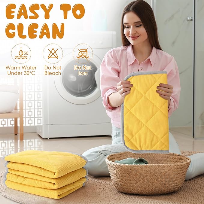 Novabright 4 Pack Self Warming Cat Bed Cat Dog Heating Pad Soft Warm Thermal Mat with Anti-Slip Bottom Dog Crate Pad for Outdoor Indoor Small Dogs Kittens(Turmeric Color,19.6 x 27.5 Inches)