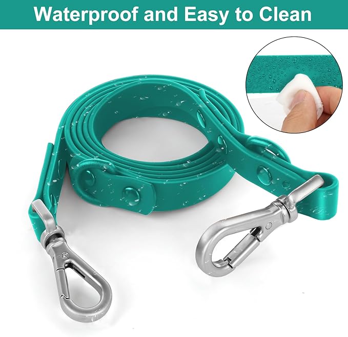 Wisedog Waterproof Dog Leash – 5ft/6ft Adjustable with 2 Metal Swivel Hooks, Easy to Clean Dog Leashes for Small, Medium, Large Breed Dogs (Emerald Green,S)