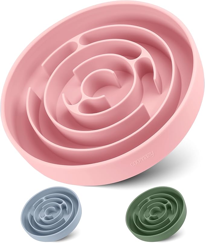 Coomazy Extra Large Slow Feeder Bowl, Silicone Dog Bowl with Suction Cups, Slow Feeder & Non-Slip Design, Boredom and Anxiety Reducer, Suitable for Large Dogs, Pink