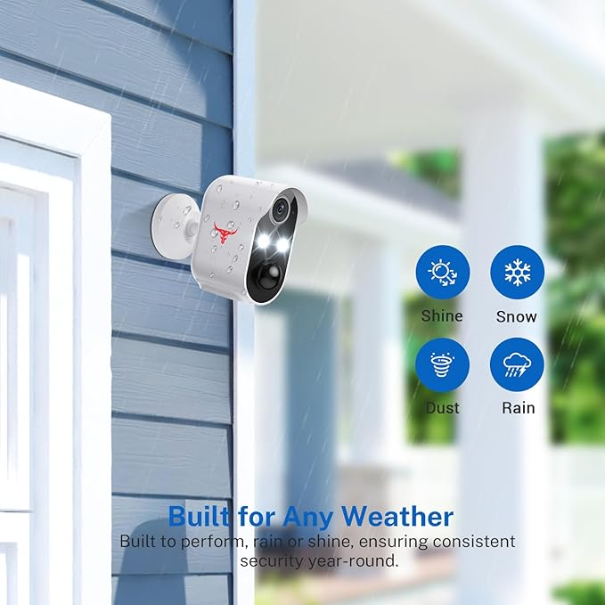 1080p Wireless Security Camera, 2.4GHz Wi-Fi, Color Night Vision, AI Human Detection, PIR Motion Detection, 2-Way Talk, Outdoor Surveillance Bullet Cam (2 Spotlights)