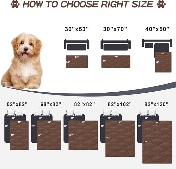 Smiry Waterproof Dog Bed Cover Blanket 82x82, Soft Reversible Pet Blanket, Washable Leakproof Cats Dogs Couch Cover for Sofa, Couch, Furniture, Lattice, Brown/Chocolate