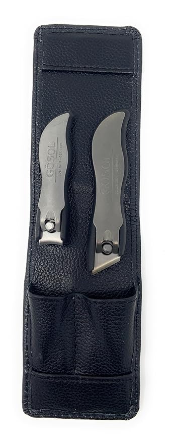 Professional 2 Pieces Luxuries Stainless Steel German Manicure Pedicure Clipper Set Grooming kit In Black Full Grain Leather Case Made in Solingen Germany