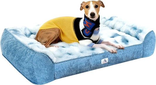 48" Dog Couch Bed for Large Dogs, Orthopedic Dog Sofa with Thick Supportive Foam, Washable Removable Cover, Furniture-Style Pet Bed for Living Room
