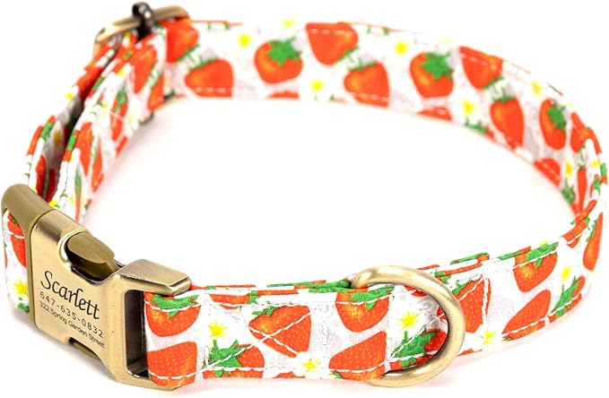 Personalized Dog Collar with Name and Phone Number Engraved,Adjustable Custom Puppy Collar,Organic Cotton Pet Collar for Small Medium Large Boy Girl Dogs