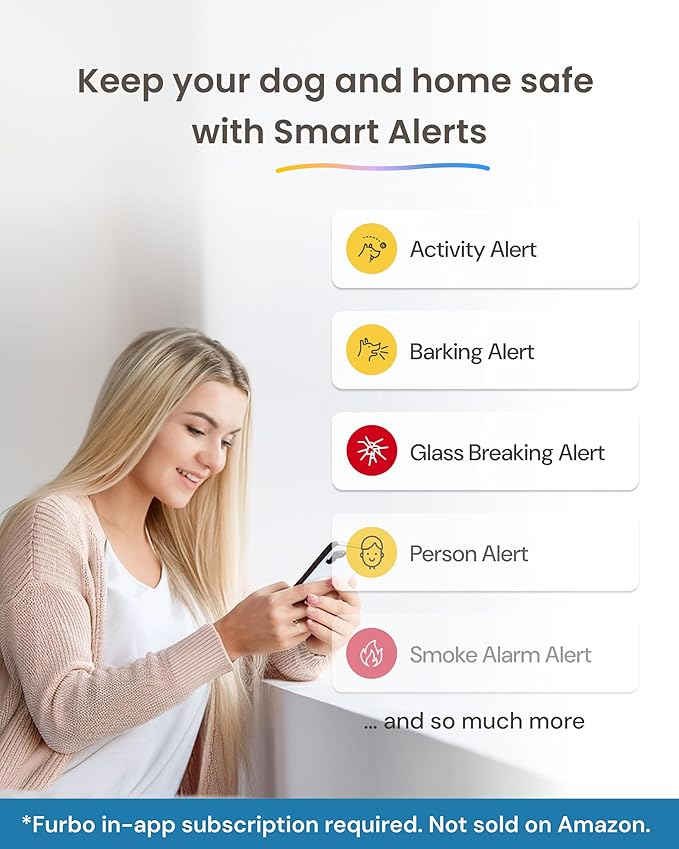 Furbo 360° Dog Camera [Subscription Required] Unlock w/Paid Plan: Home Security & Dog Safety Alerts, Rotating Pet Treat Toss w/ 2-Way Speaker, Smart Cam w/Phone App (Low Risk, 3mo Min. Cancel Anytime)
