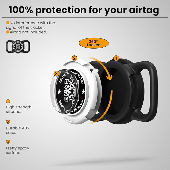 4 Pack Waterproof AirTag Dog Collar Holder for Apple Tracker QR Code Case Mix Colors