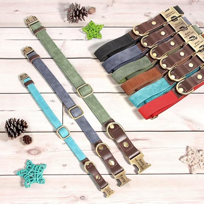 Personalized Dog Collars, Custom Soft PU Leather Dog Collar with Pet Name and Phone Number for Small Dogs, Adjustable and Durable Pet Collars with Quick Release Metal Buckle,S(10-15")