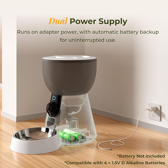 ARENTI Automatic Cat Feeder with Camera, 4L Auto Cat Food Dispenser for Cats, Smart WiFi Pet Feeder with App, 2K HD Two-Way Audio Meal Call, Dual Power, Color Night Vision, 2.4GHz/5GHz & Bluetooth